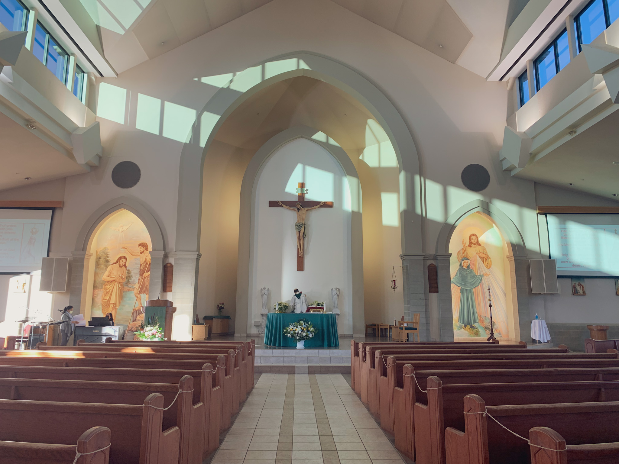 Inside Merciful Redeemer Parish leading up to altar